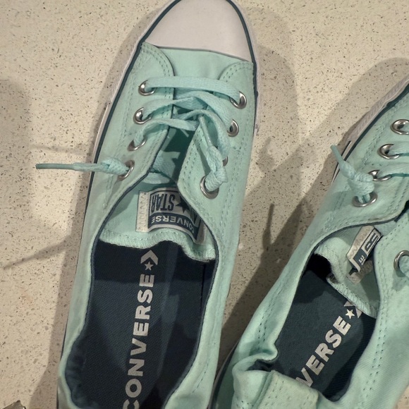 Converse Teal Canvas Sneakers with Rubber Toe Cap - Picture 4 of 9